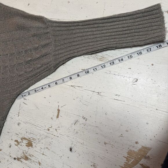 Max Studio Cable Knit Sweater XL Dolman Sleeve Silver Gray Metallic Winter Fall - Picture 11 of 11